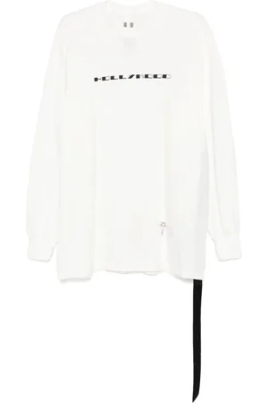 Rick Owens Top, Herre, Hvid, 2XL, Mørk Skygge Slogan Print T-shirt