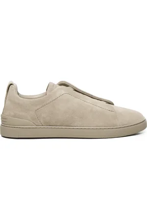 Ermenegildo Zegna Sko, Herre, , 43 EU, Læder, Sneakers med Krydsede Elastikker