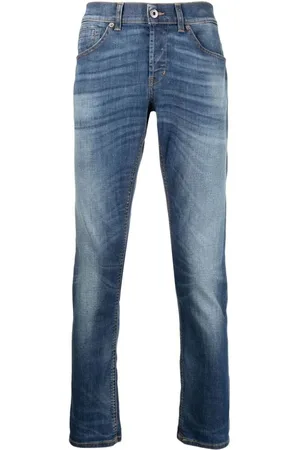 Dondup Jeans, Herre, Blå, W36, Bomuld, Blå Bleget Vask Whiskering Jeans