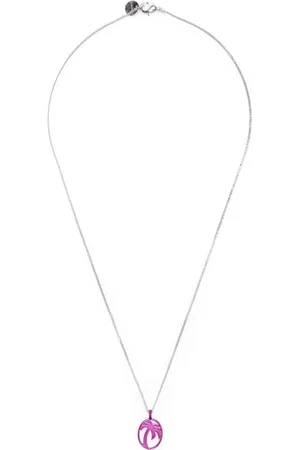 Palm Angels Tilbehør, Herre, Grå, ONE SIZE, Logo Vedhæng Kabel-Link Kædehalskæde