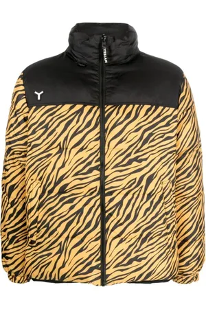 YES I AM Jakke, Herre, Flerfarvet, S, Uld, Vendbar Polstret Overbeklædning med Tigerprint