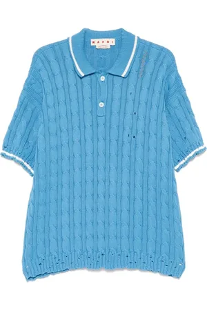 Marni Top, Herre, Blå, L, Uld, Broderet Knap Sweater