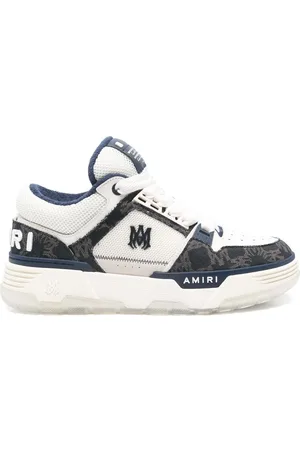 AMIRI Sko, Herre, Flerfarvet, 45 EU, Hvid Mesh Sneaker med Broderet Logo