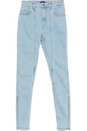 MUGLER Jeans, Dame, Blå, W28 L29, Bomuld, Lyseblå Klassiske Jeans med Fem Lommer
