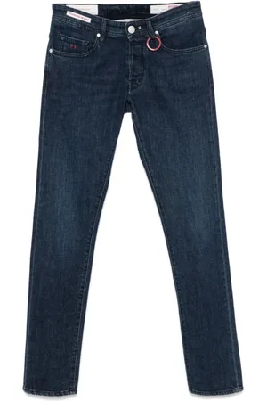 sartoria tramarossa Jeans, Herre, Blå, W34, Indigo Blå Knaphulsjeans