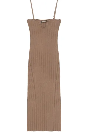 Jacquemus Kjole, Dame, Brun, S, Lysbrun Spaghetti Strop Kjole