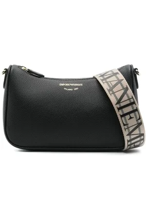 Emporio Armani Taske, Dame, Sort, ONE SIZE, Uld, Sort skuldertaske med toplynlås