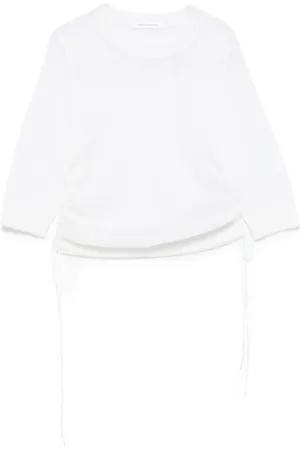 Cecilie Bahnsen Top, Dame, Hvid, S, Hvid Crew Neck Kortærmet Sweater