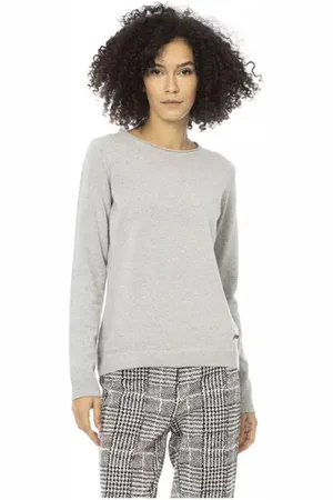 BALDININI Strik, Dame, Grå, M, Uld, Elegant Monogram Langærmet Sweater