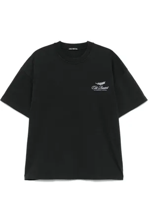 Cole Buxton Top, Herre, Sort, 2XL, Sort Logo Broderet Crew Neck T-shirt