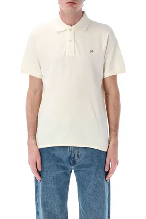 ERL Top, Herre, , M, Bomuld, Hvid Polo Skjorte med Logo Patch