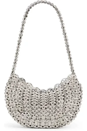 Paco rabanne Taske, Dame, Grå, ONE SIZE, Uld, Sølv Skuldertaske med Messing Skiver