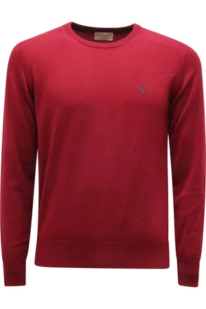BROOKSFIELD Strik, Herre, Rød, 2XL, Uld, Uldtrøje Burgund Made in Italy