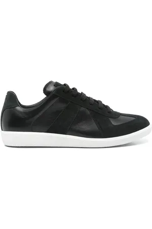 Maison Margiela Sko, Herre, Sort, 43 EU, Sort Snøresneaker med Polstret Ankel