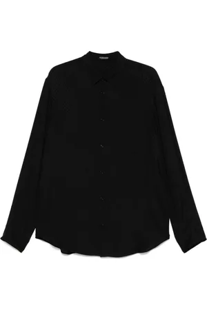 ANN DEMEULEMEESTER Skjorte, Herre, Sort, L, Sort Diamantmønster Skjorte med Plissédetaljer