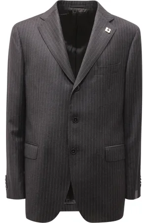LARDINI Jakke, Herre, Grå, 2XL, Uld, Uld Mørkegrå Italiensk Stil Kjole