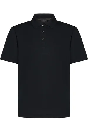 BRIONI Top, Herre, Sort, M, Bomuld, Sort Polo Skjorte Ribbet Krave
