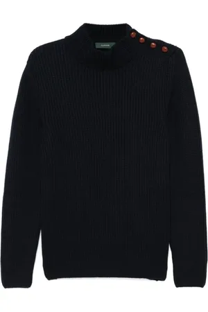 ZANONE Strik, Herre, Blå, XL, Uld, Midnight Rib Strik Sweater