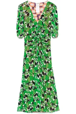 Diane von Furstenberg Kjole, Dame, Grøn, XL, Omvendt Grøn Kjole med Salathem