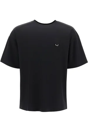MUGLER Top, Herre, Sort, S, Bomuld, Oversized Crew Neck T-shirt med piercing