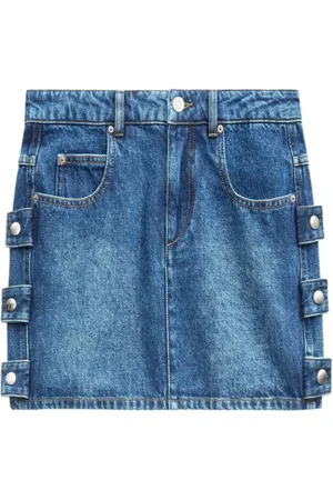 Isabel Marant Nederdel, Dame, Blå, XS, Denim, Blå denimnederdel med logo patch