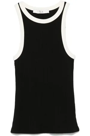 TELA Top, Dame, Sort, M, Sort Crew Neck Ærmeløs Top
