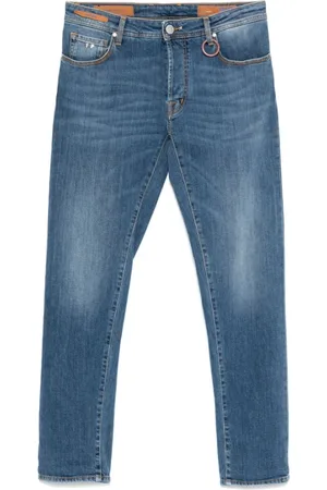 sartoria tramarossa Jeans, Herre, Blå, W33, Indigo Blå Klassisk Knapp Fly Jeans