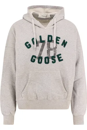 Golden Goose Sweathshirts & Hoodies, Herre, Grå, M, Bomuld, Broderet Logo Hættetrøje Grå