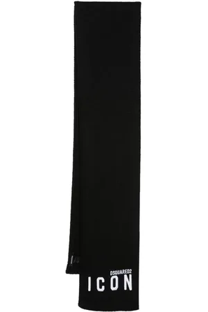 Dsquared2 Tilbehør, Dame, Sort, ONE SIZE, Icon-print Fine-Knit Scarf