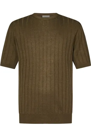 Boglioli Top, Herre, Grøn, M, Bomuld, Grøn Linned Bomuld Rundhals Sweater