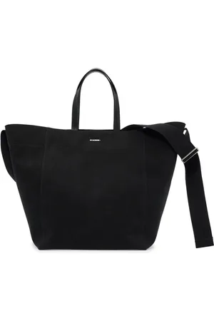 Jil Sander Taske, Dame, Sort, ONE SIZE, Læder, Canvas Utility Tote Bag med læderdetaljer