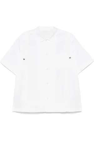SACAI Skjorte, Herre, Hvid, L, Hvid Button-Up Skjorte med Korte Ærmer