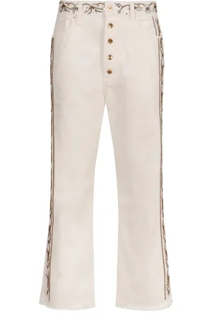 Paco rabanne Jeans, Dame, Hvid, W28, Bomuld, Flared Jeans med Rhinestone Detaljer