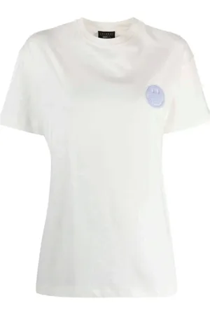 JOSHUA SANDERS Top, Dame, Hvid, M, Bomuld, Smile Motif Bomuld T-shirt
