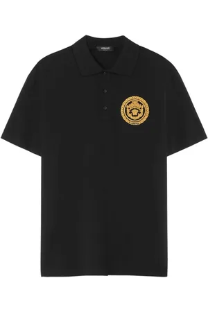 VERSACE Top, Herre, Sort, L, Sort Polo Krave Sweater