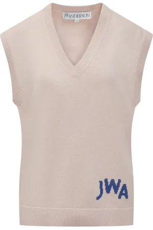 J.W.Anderson Strik, Herre, Lyserød, L, Beige V-Neck Sleeveless Sweater