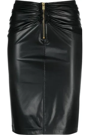 Pinko Nederdel, Dame, Sort, 3XS, Uld, Leather Skirts