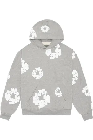 DENIM TEARS Sweathshirts & Hoodies, Herre, Grå, M, Bomuld, Grå Bomuldskrans Hættetrøje