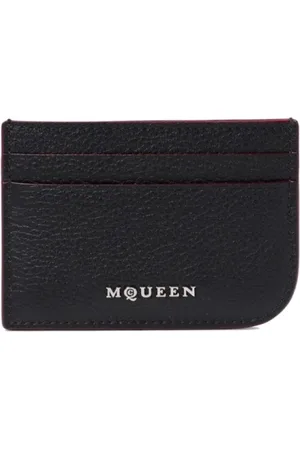 Alexander McQueen Tilbehør, Dame, Sort, ONE SIZE, Uld, Sort Pung med Oxblood Kant