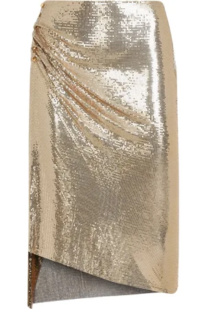Paco rabanne Nederdel, Dame, Gul, XS, Uld, Metalnederdel Statement Stykke