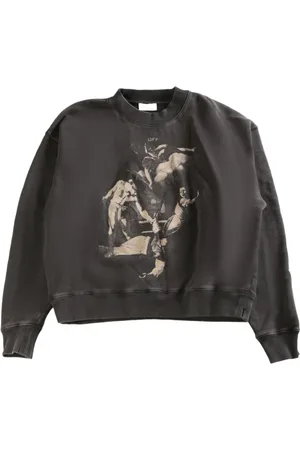 OFF-WHITE Sweathshirts & Hoodies, Herre, Sort, XL, Sort Crew Neck Sweater med Fotoprint