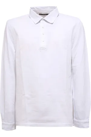 KANGRA CASHMERE Top, Herre, Hvid, 2XL, Bomuld, Bomuld T-shirt med Manchet og Krave Print