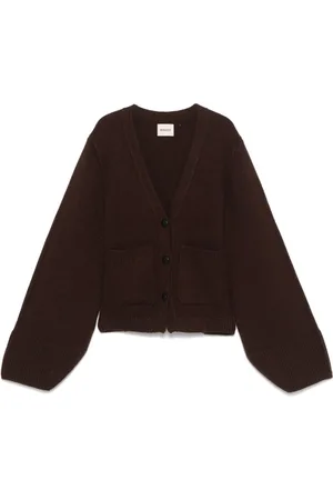 Khaite Strik, Dame, Brun, S, Cashmere, Brun cardigan med knapper og lommer