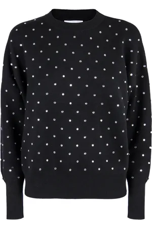 Paco rabanne Strik, Dame, Sort, M, Uld, Krystal Detalje Uld Pullover