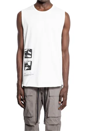 THOM KROM Top, Herre, Hvid, XL, Bomuld, Ærmeløs tanktop med grafisk print