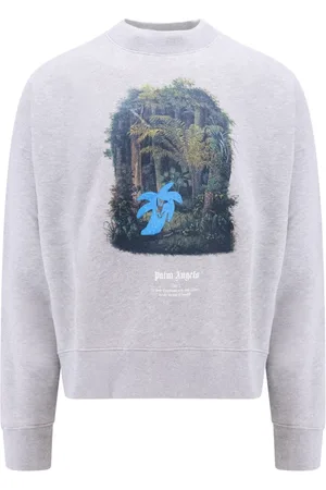 Palm Angels Sweathshirts & Hoodies, Herre, Grå, XL, Bomuld, Bomuldssweater Grå Ribbet
