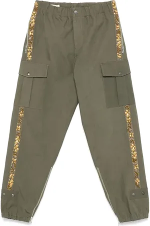 DRIES VAN NOTEN Bukser, Herre, Grøn, L, Olivengrønne cargobukser med lynlåse
