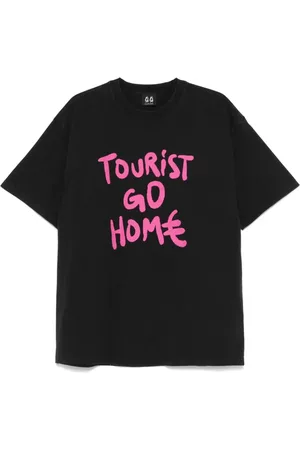 44 Label Group Top, Herre, Sort, M, Sort Logo Print Crew Neck T-shirt
