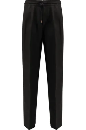 Brunello Cucinelli Bukser, Herre, Sort, M, Linned, Sorte Linnedbukser med Lynlåslukning