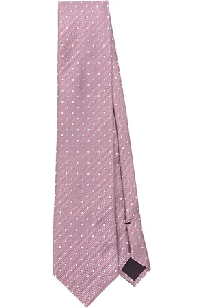 Tom Ford Tilbehør, Herre, Lyserød, ONE SIZE, Polka Dot Selvbinder Slips i Twillvævning